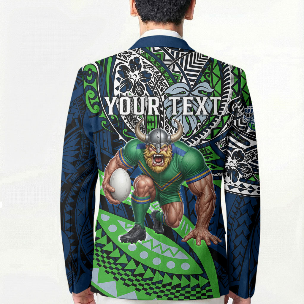 Personalised Canberra Raiders Blazer Polynesian Tribal Art Style With Viking Raider Mascot
