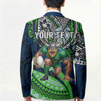 Personalised Canberra Raiders Blazer Polynesian Tribal Art Style With Viking Raider Mascot