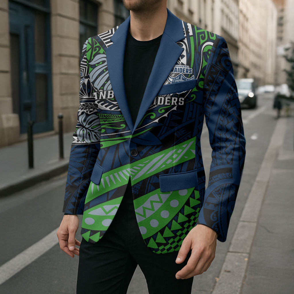 Personalised Canberra Raiders Blazer Polynesian Tribal Art Style With Viking Raider Mascot