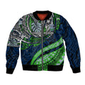 Personalised Canberra Raiders Bomber Jacket Polynesian Tribal Art Style With Viking Raider Mascot