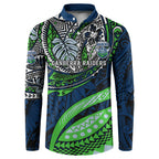 Personalised Canberra Raiders Button Sweatshirt Polynesian Tribal Art Style With Viking Raider Mascot