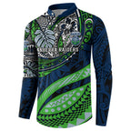 Personalised Canberra Raiders Button Sweatshirt Polynesian Tribal Art Style With Viking Raider Mascot