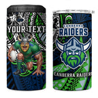 Personalised Canberra Raiders 4 in 1 Can Cooler Tumbler Polynesian Tribal Art Style With Viking Raider Mascot