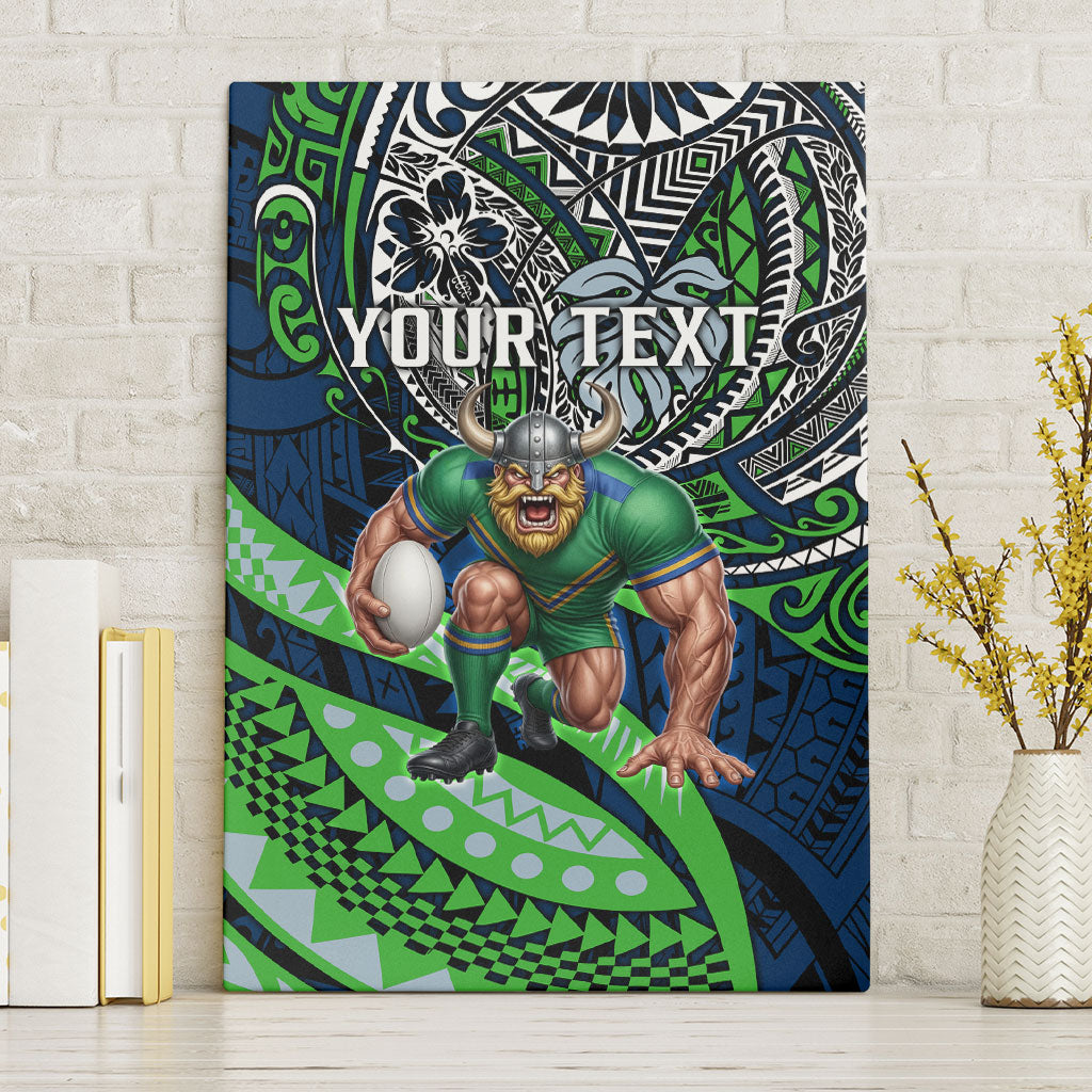 Personalised Canberra Raiders Canvas Wall Art Polynesian Tribal Art Style With Viking Raider Mascot