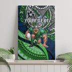Personalised Canberra Raiders Canvas Wall Art Polynesian Tribal Art Style With Viking Raider Mascot