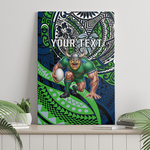 Personalised Canberra Raiders Canvas Wall Art Polynesian Tribal Art Style With Viking Raider Mascot