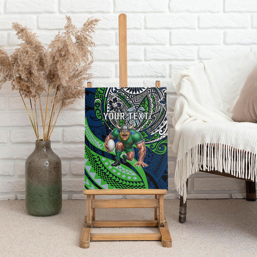 Personalised Canberra Raiders Canvas Wall Art Polynesian Tribal Art Style With Viking Raider Mascot
