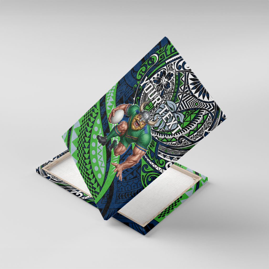 Personalised Canberra Raiders Canvas Wall Art Polynesian Tribal Art Style With Viking Raider Mascot