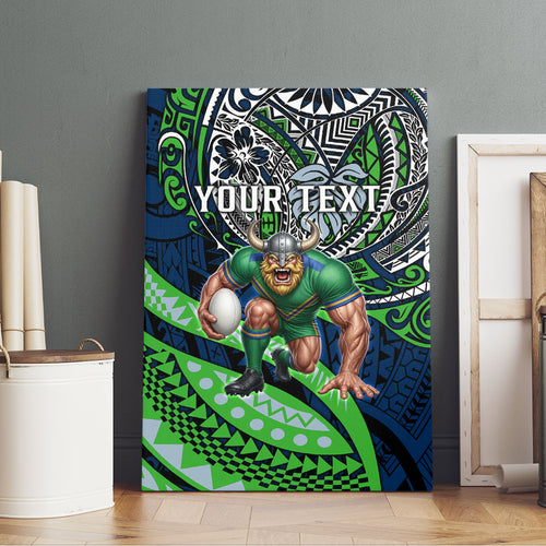 Personalised Canberra Raiders Canvas Wall Art Polynesian Tribal Art Style With Viking Raider Mascot