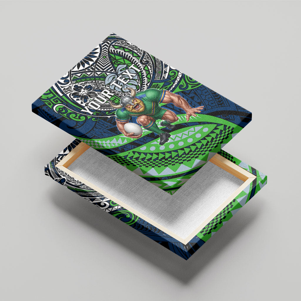 Personalised Canberra Raiders Canvas Wall Art Polynesian Tribal Art Style With Viking Raider Mascot