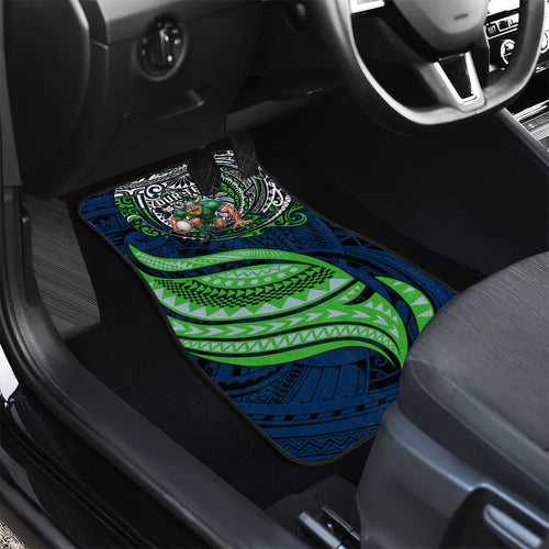 Personalised Canberra Raiders Car Mats Polynesian Tribal Art Style With Viking Raider Mascot