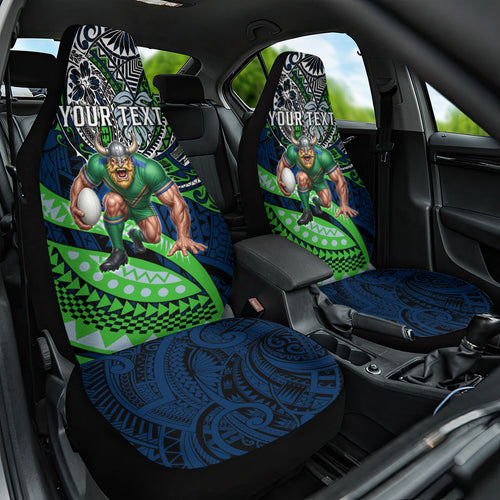 Personalised Canberra Raiders Car Seat Cover Polynesian Tribal Art Style With Viking Raider Mascot