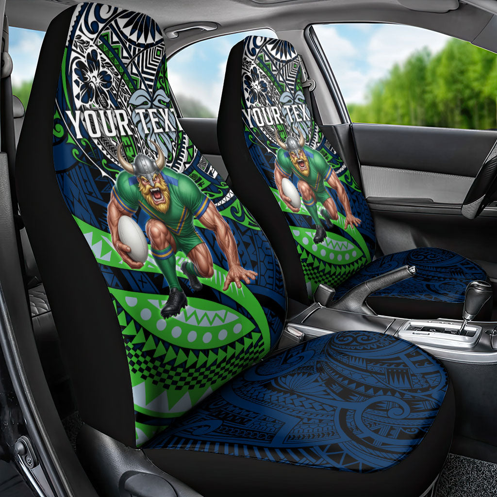 Personalised Canberra Raiders Car Seat Cover Polynesian Tribal Art Style With Viking Raider Mascot