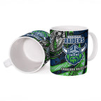 Personalised Canberra Raiders Ceramic Mug Polynesian Tribal Art Style With Viking Raider Mascot