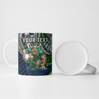 Personalised Canberra Raiders Ceramic Mug Polynesian Tribal Art Style With Viking Raider Mascot