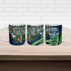 Personalised Canberra Raiders Ceramic Mug Polynesian Tribal Art Style With Viking Raider Mascot
