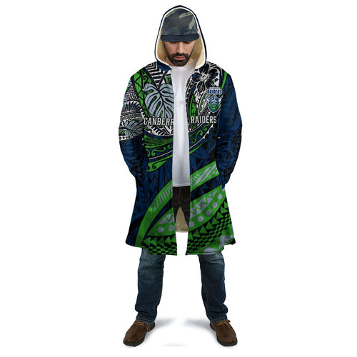 Personalised Canberra Raiders Cloak Polynesian Tribal Art Style With Viking Raider Mascot