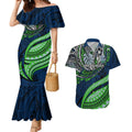 Personalised Canberra Raiders Couples Matching Mermaid Dress and Hawaiian Shirt Polynesian Tribal Art Style With Viking Raider Mascot