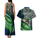 Personalised Canberra Raiders Couples Matching Tank Maxi Dress and Hawaiian Shirt Polynesian Tribal Art Style With Viking Raider Mascot