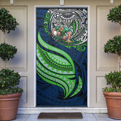 Personalised Canberra Raiders Door Cover Polynesian Tribal Art Style With Viking Raider Mascot