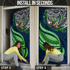 Personalised Canberra Raiders Door Cover Polynesian Tribal Art Style With Viking Raider Mascot
