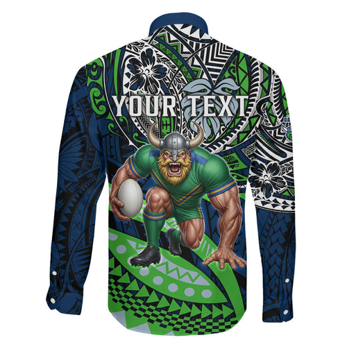 Personalised Canberra Raiders Family Matching Mermaid Dress and Hawaiian Shirt Polynesian Tribal Art Style With Viking Raider Mascot