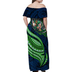 Personalised Canberra Raiders Family Matching Off Shoulder Maxi Dress and Hawaiian Shirt Polynesian Tribal Art Style With Viking Raider Mascot