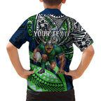 Personalised Canberra Raiders Family Matching Tank Maxi Dress and Hawaiian Shirt Polynesian Tribal Art Style With Viking Raider Mascot