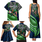 Personalised Canberra Raiders Family Matching Tank Maxi Dress and Hawaiian Shirt Polynesian Tribal Art Style With Viking Raider Mascot
