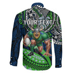 Personalised Canberra Raiders Family Matching Tank Maxi Dress and Hawaiian Shirt Polynesian Tribal Art Style With Viking Raider Mascot