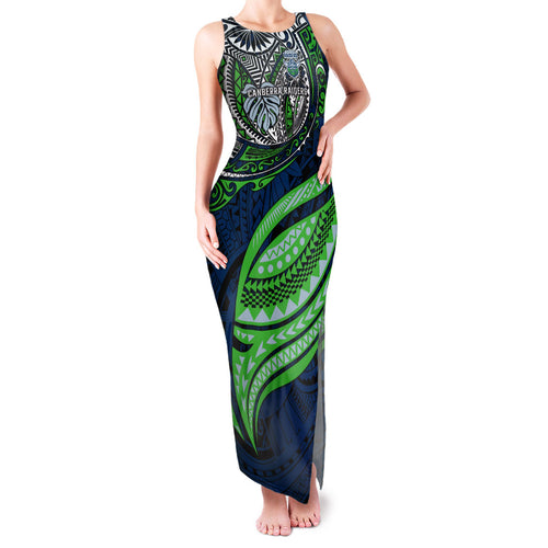 Personalised Canberra Raiders Family Matching Tank Maxi Dress and Hawaiian Shirt Polynesian Tribal Art Style With Viking Raider Mascot