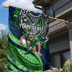 Personalised Canberra Raiders Garden Flag Polynesian Tribal Art Style With Viking Raider Mascot
