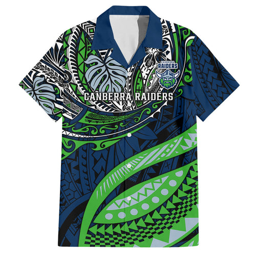 Personalised Canberra Raiders Hawaiian Shirt Polynesian Tribal Art Style With Viking Raider Mascot