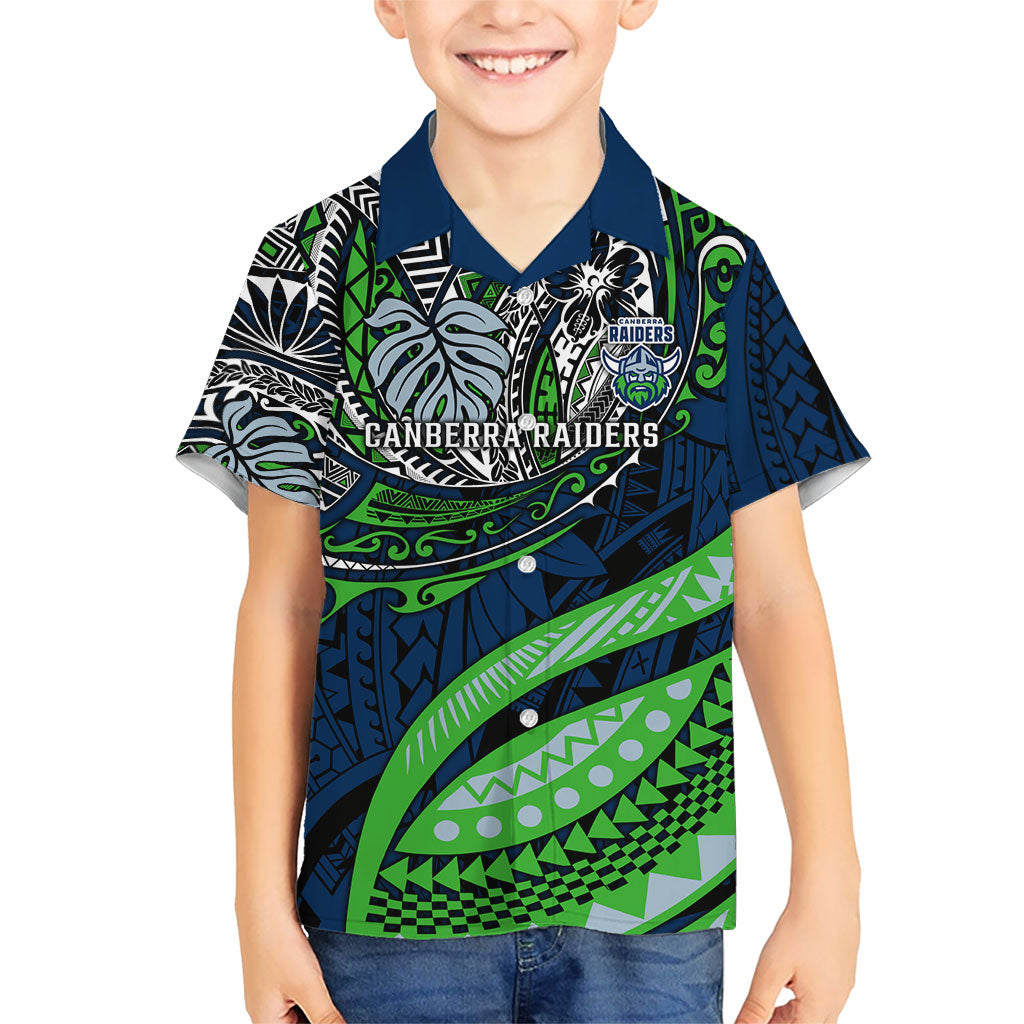 Personalised Canberra Raiders Hawaiian Shirt Polynesian Tribal Art Style With Viking Raider Mascot