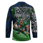 Personalised Canberra Raiders Hockey Jersey Polynesian Tribal Art Style With Viking Raider Mascot
