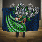Personalised Canberra Raiders Hooded Blanket Polynesian Tribal Art Style With Viking Raider Mascot
