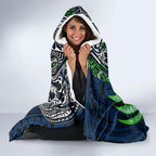 Personalised Canberra Raiders Hooded Blanket Polynesian Tribal Art Style With Viking Raider Mascot