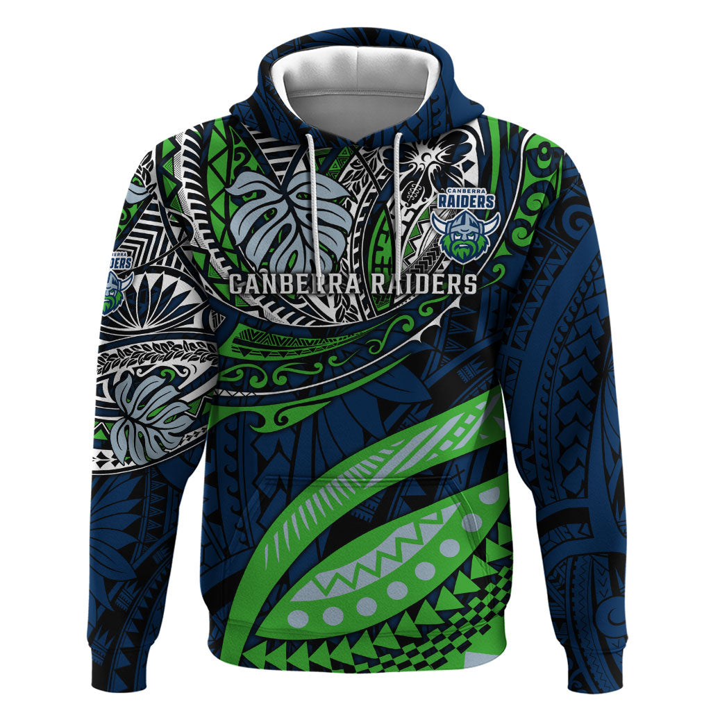 Personalised Canberra Raiders Hoodie Polynesian Tribal Art Style With Viking Raider Mascot