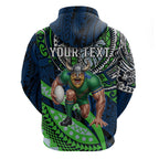 Personalised Canberra Raiders Hoodie Polynesian Tribal Art Style With Viking Raider Mascot
