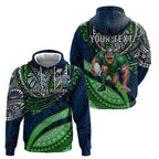 Personalised Canberra Raiders Hoodie Polynesian Tribal Art Style With Viking Raider Mascot