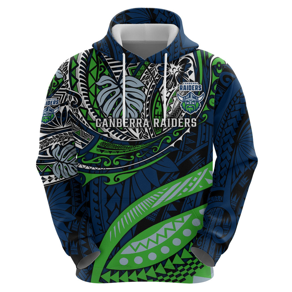Personalised Canberra Raiders Hoodie Polynesian Tribal Art Style With Viking Raider Mascot