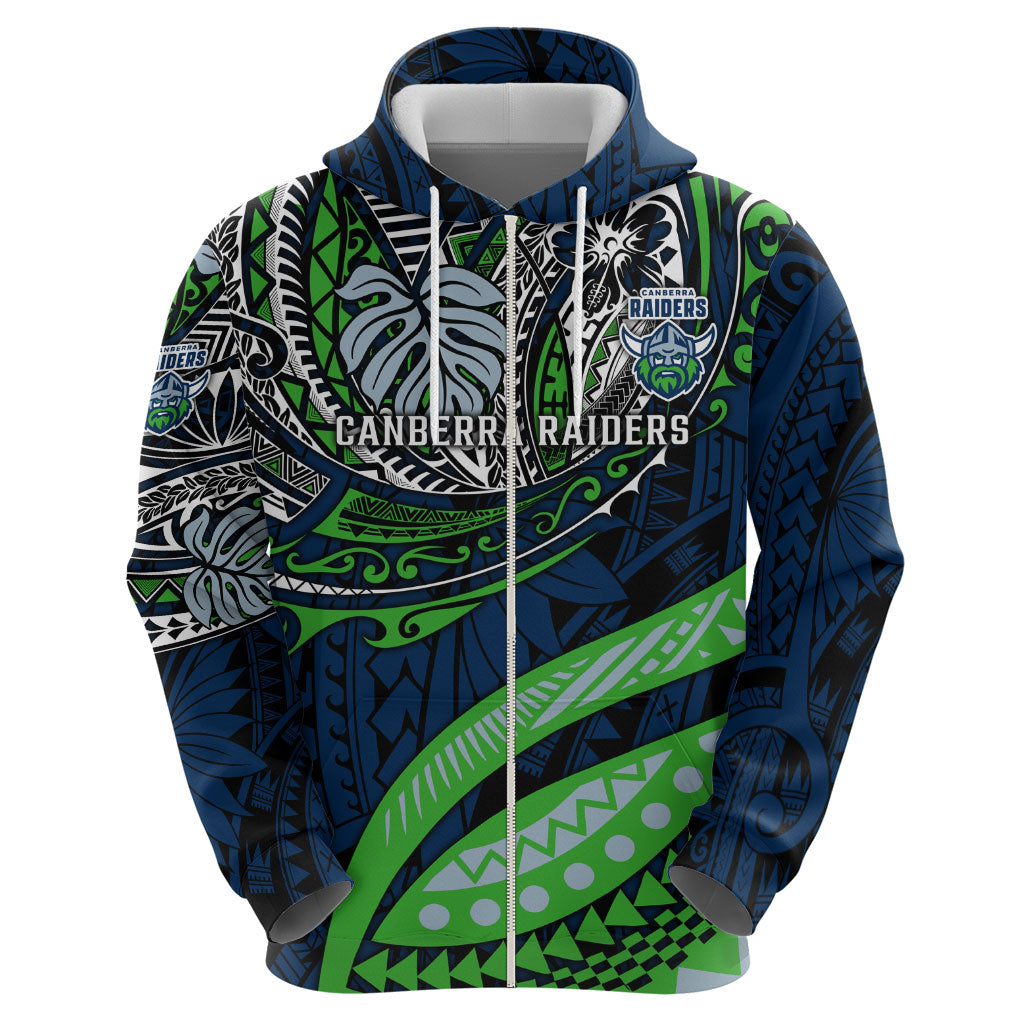 Personalised Canberra Raiders Hoodie Polynesian Tribal Art Style With Viking Raider Mascot