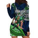 Personalised Canberra Raiders Hoodie Dress Polynesian Tribal Art Style With Viking Raider Mascot