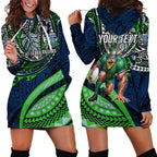 Personalised Canberra Raiders Hoodie Dress Polynesian Tribal Art Style With Viking Raider Mascot