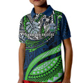 Personalised Canberra Raiders Kid Polo Shirt Polynesian Tribal Art Style With Viking Raider Mascot
