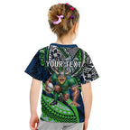 Personalised Canberra Raiders Kid T Shirt Polynesian Tribal Art Style With Viking Raider Mascot