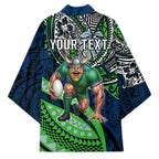 Personalised Canberra Raiders Kimono Polynesian Tribal Art Style With Viking Raider Mascot