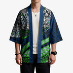 Personalised Canberra Raiders Kimono Polynesian Tribal Art Style With Viking Raider Mascot