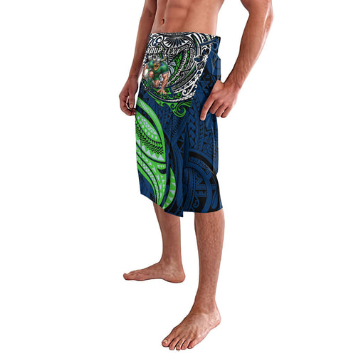 Personalised Canberra Raiders Lavalava Polynesian Tribal Art Style With Viking Raider Mascot