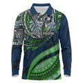 Personalised Canberra Raiders Long Sleeve Polo Shirt Polynesian Tribal Art Style With Viking Raider Mascot